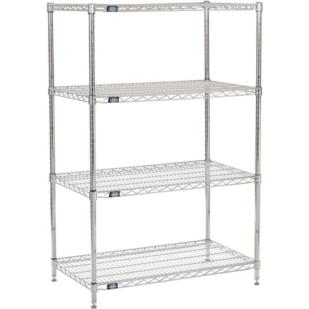 Nexel 4 Shelf, Chrome Wire Shelving Unit, Starter, 36inW x 21inD x 54inH 796129